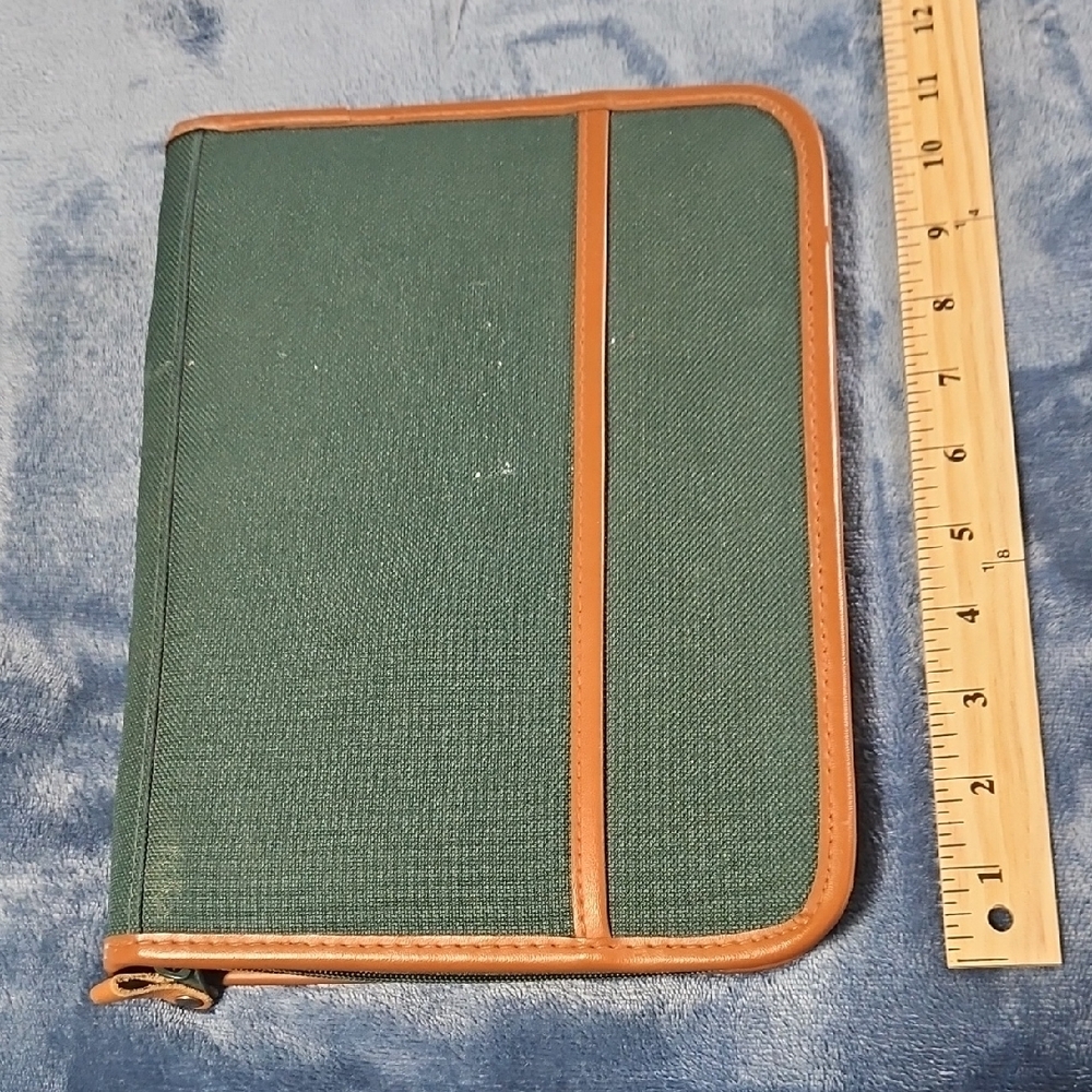.Green and Brown Canvas Notebook with Elastic Closure
